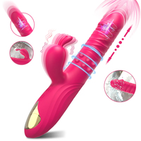 Rabbit Vibrator Women's Vagina G-Spot Nipple Clitoral Stimulator Thrust Telescopic Rotating Dildo Adult Sexy Toy Masturbator